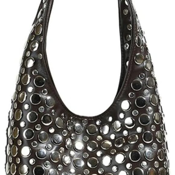 Handbags - Women's PU Leather Studded Shoulder Bag Tote Purse Hobo Crossbody